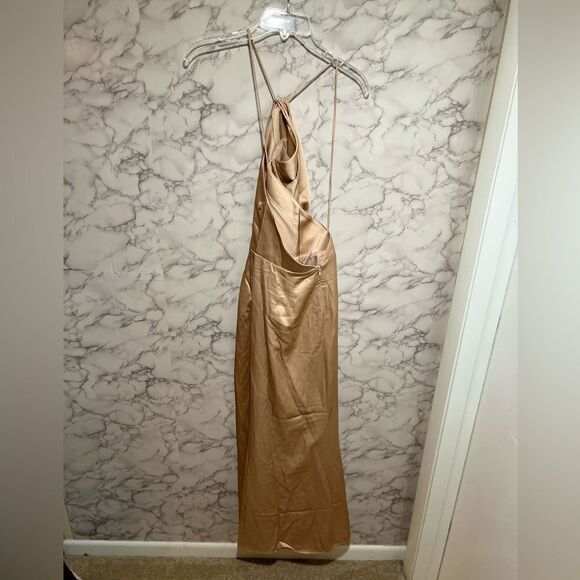Significant Other Gracie Satin Halter Neck Gown in Almond - Picture 7 of 8